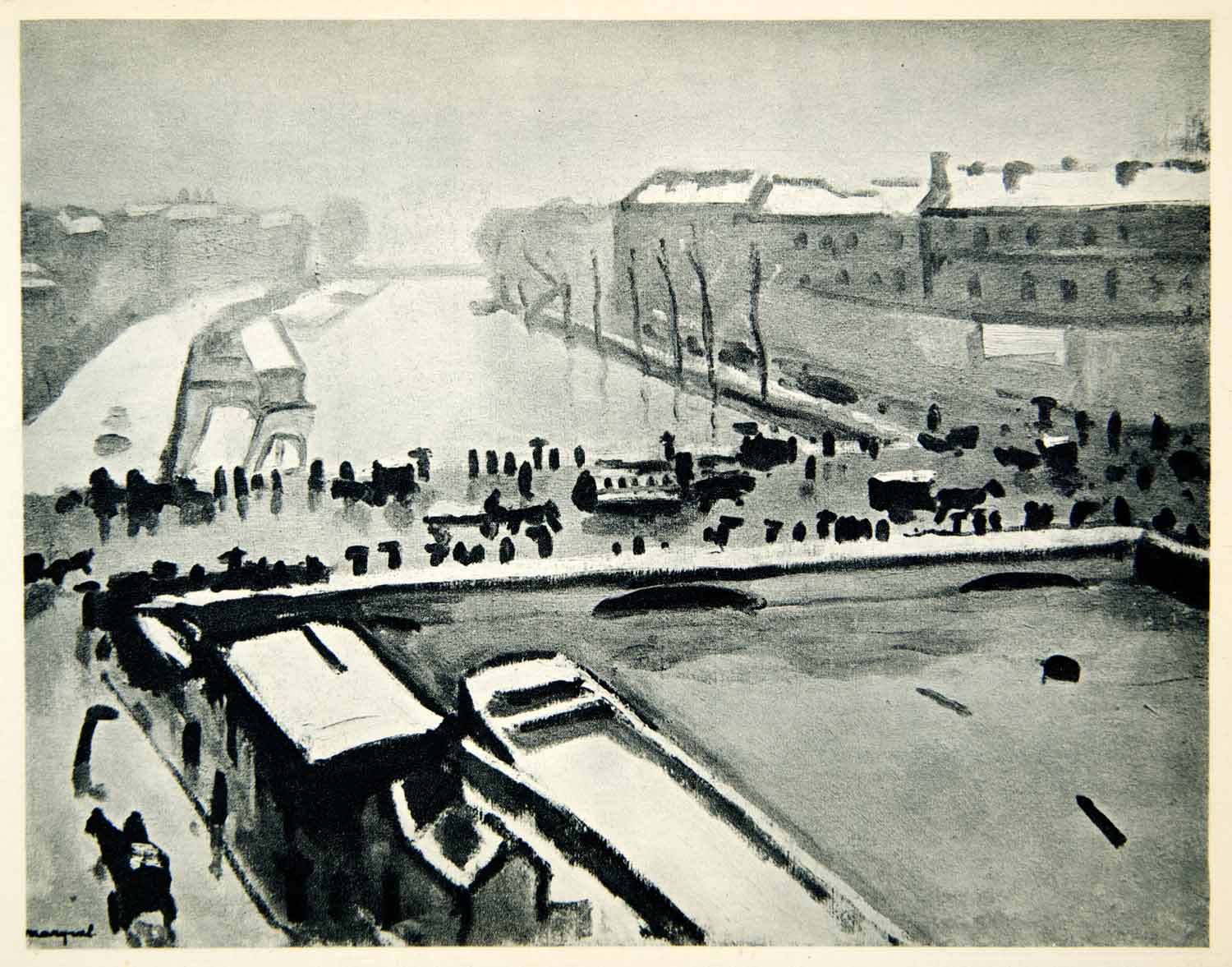1948 Photogravure Albert Marquet Art L'Inondation Au Pont Saint Michel XAX5