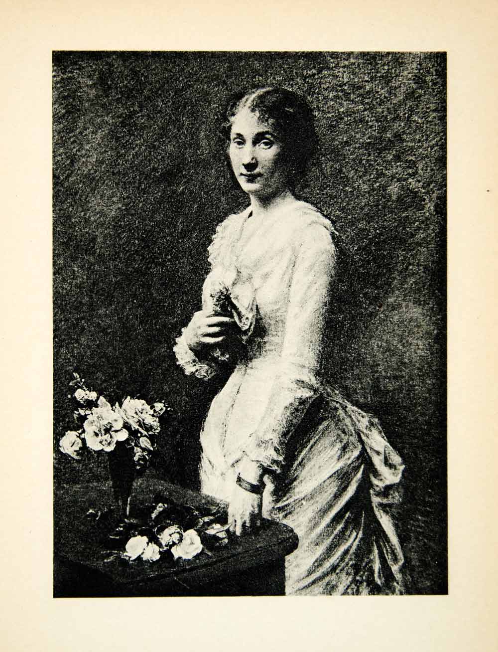 1927 Rotogravure Portrait Costume Madame Lerolle Madeleine Flowers Dress XAX6