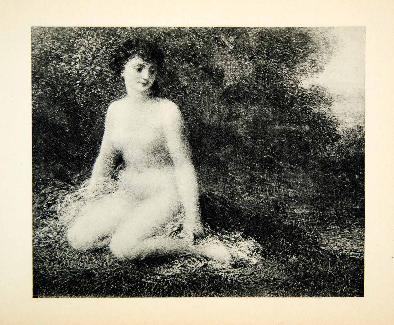 1927 Rotogravure Henri Fantin-Latour Kneeling Nymph Nude Female Form Woman XAX6