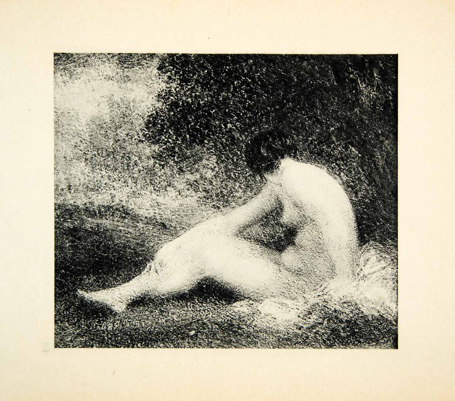 1927 Rotogravure Henri Fantin-Latour Woman Bathing Nude Reclining Laying XAX6