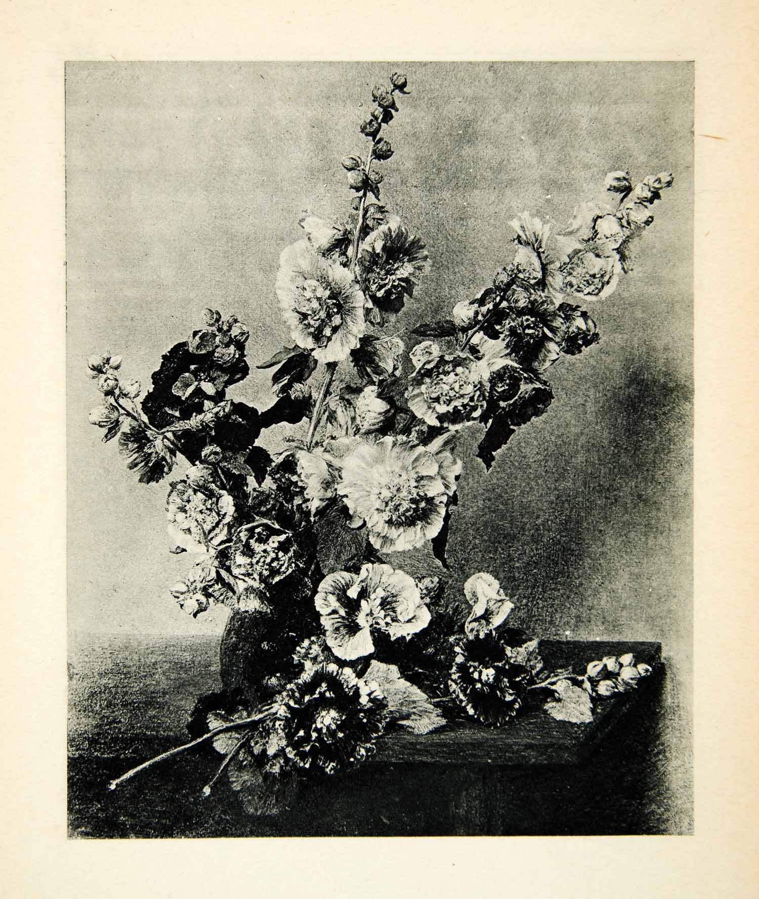 1927 Rotogravure Henri Fantin-Latour Still Life Flowers Vase Overflowing XAX6