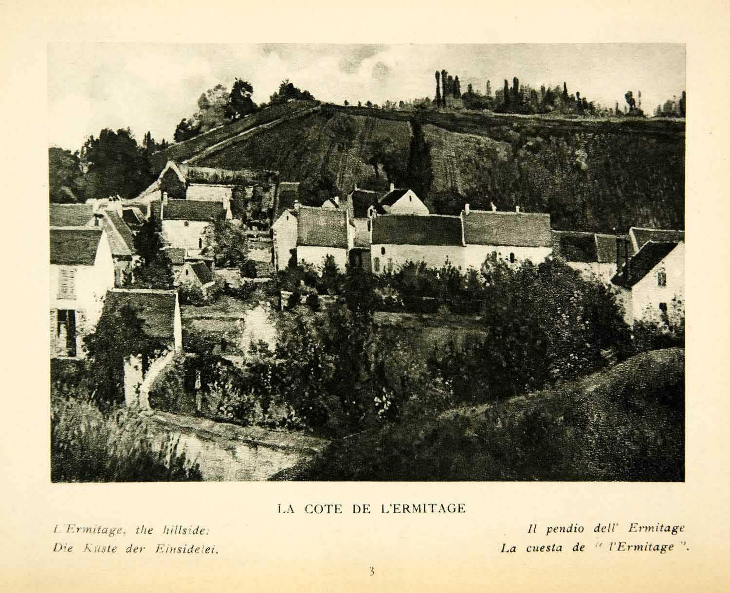 1925 Rotogravure Camille Pissarro Artwork La Cote De L'Ermitage Hillside XAX7