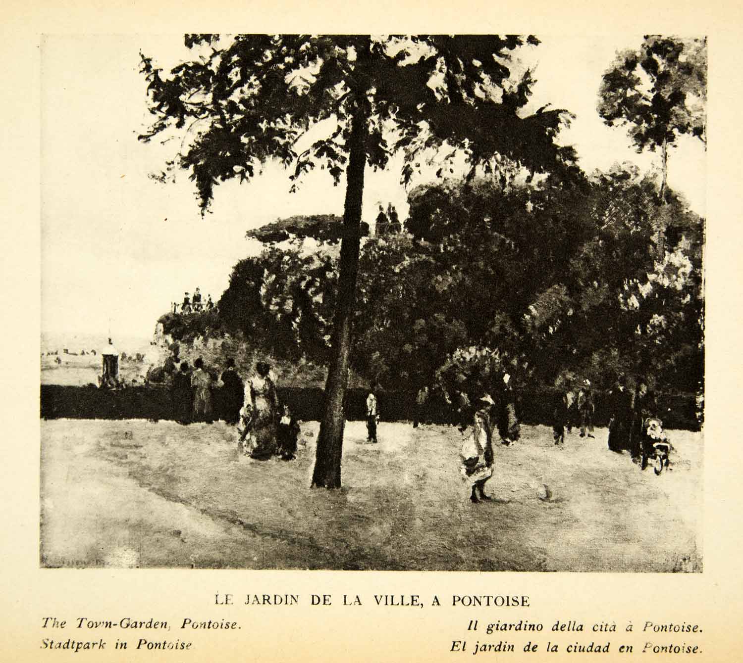 1925 Rotogravure Pontoise France Garden Camille Pissarro Impressionism XAX7