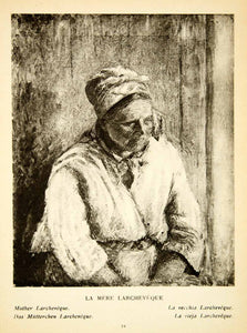 1925 Rotogravure Camille Pissarro Impressionism Art Portrait Mother XAX7