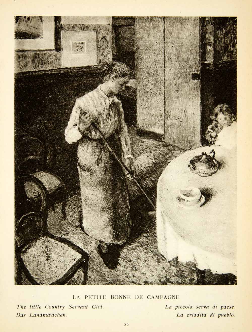 1925 Rotogravure French Country Servant Maid Camille Pissarro Impressionism XAX7