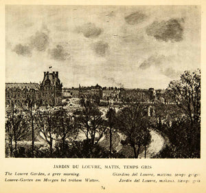 1925 Rotogravure Tuileries Palace Louvre Gardens C. Pissarro Impressionism XAX7