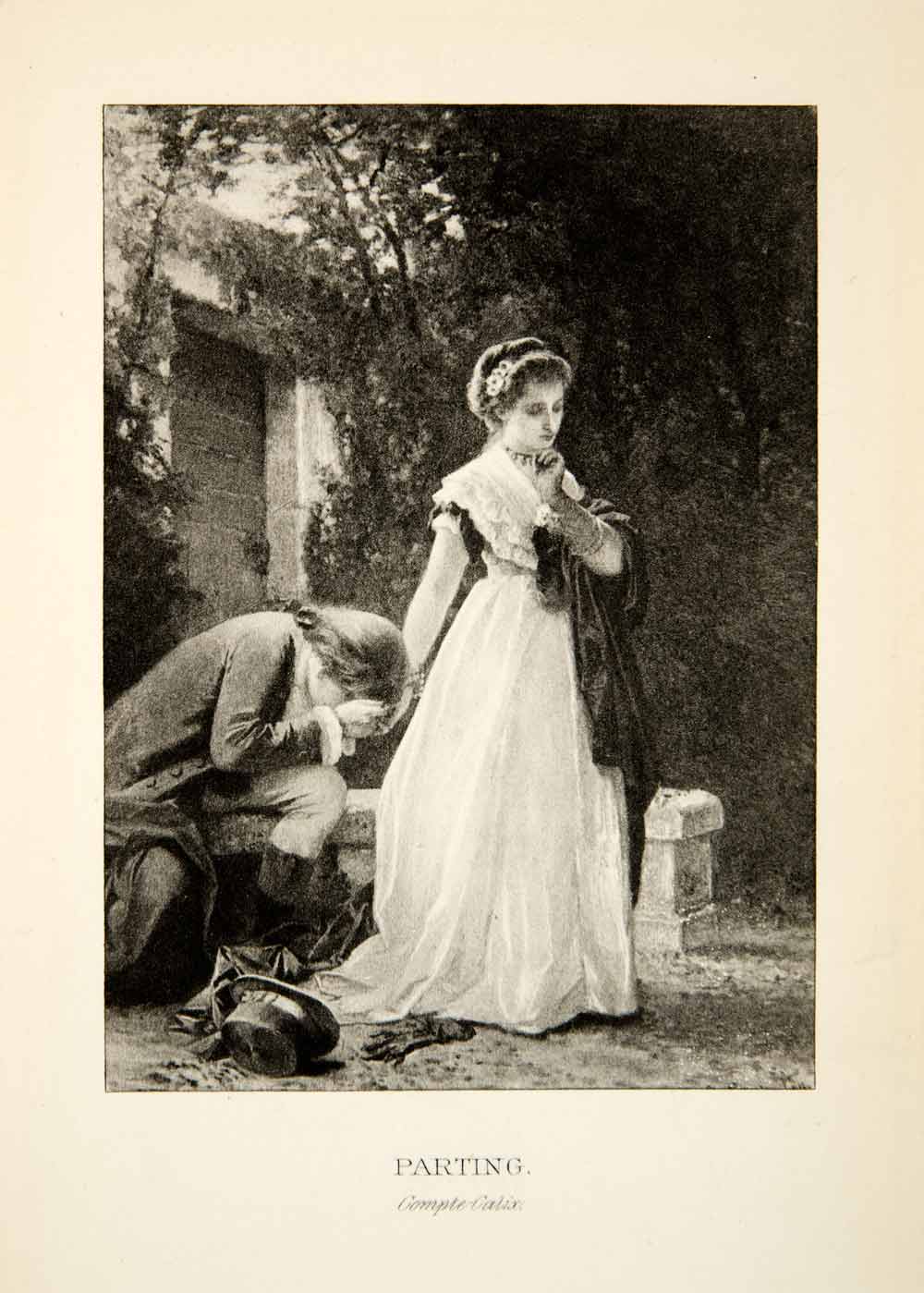 1905 Photogravure Compte-Calix French Art Parting Sorrow Lovers Romance XAX8