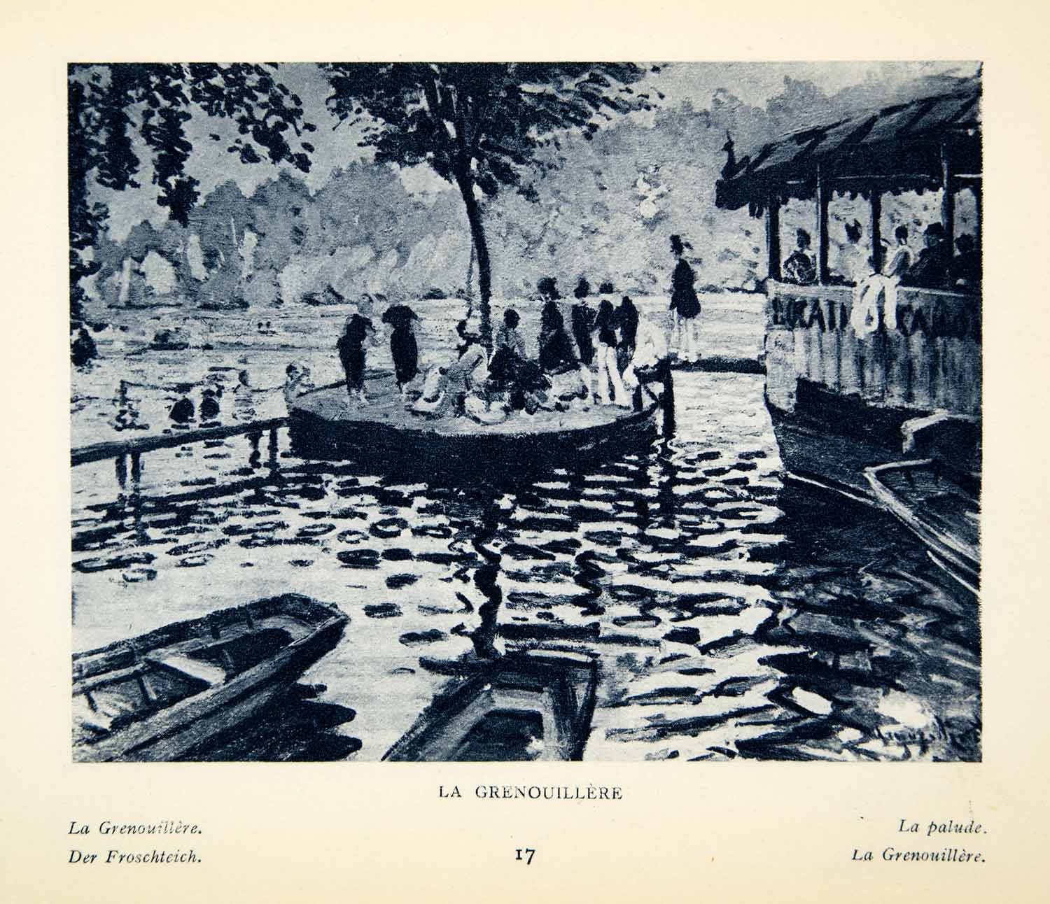 1924 Rotogravure Le Grenouillere France Landscape River Island Tree Claude XAX9
