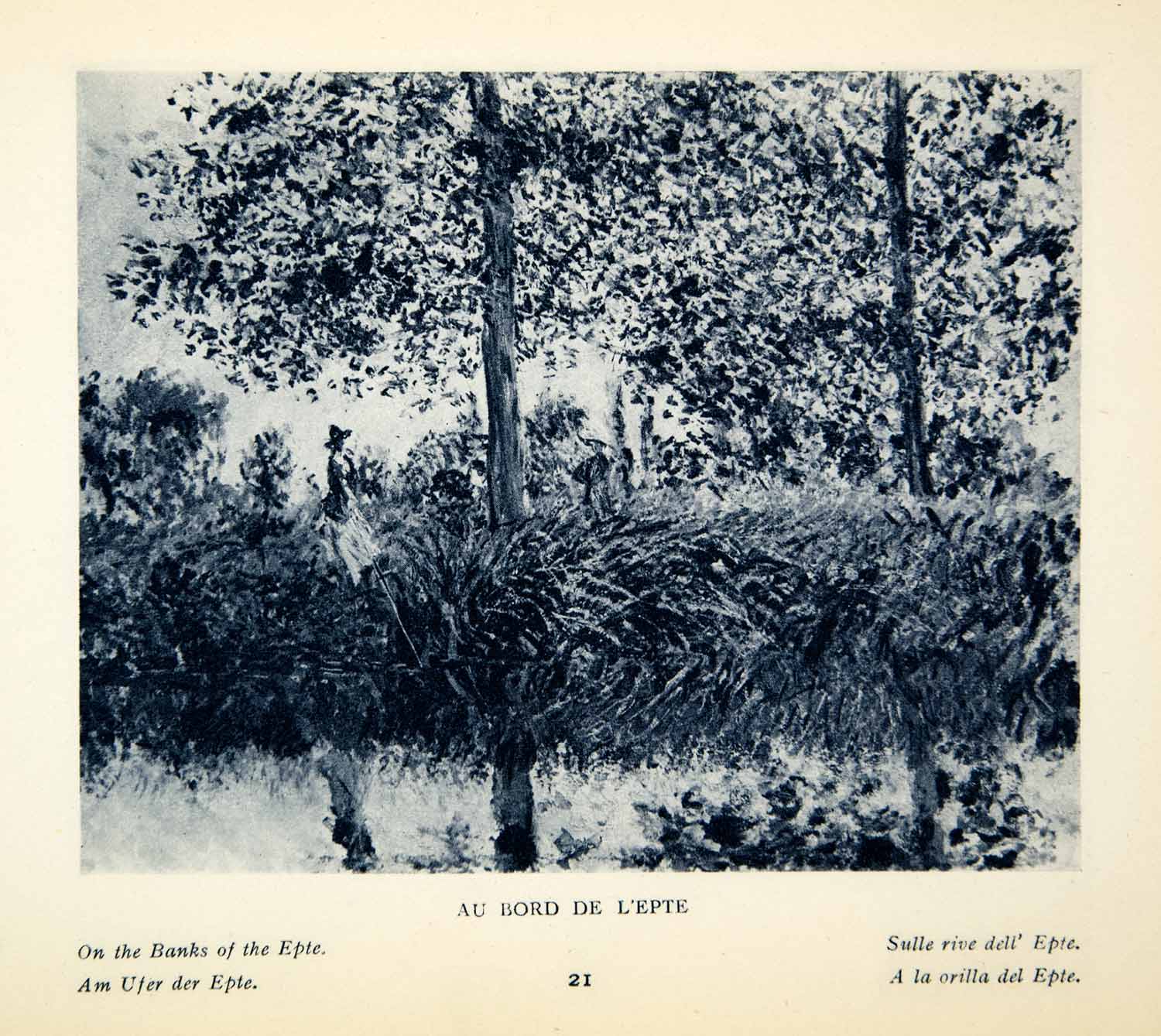 1924 Rotogravure Au Bord De l'Epte River France Landscape Marsh Claude XAX9