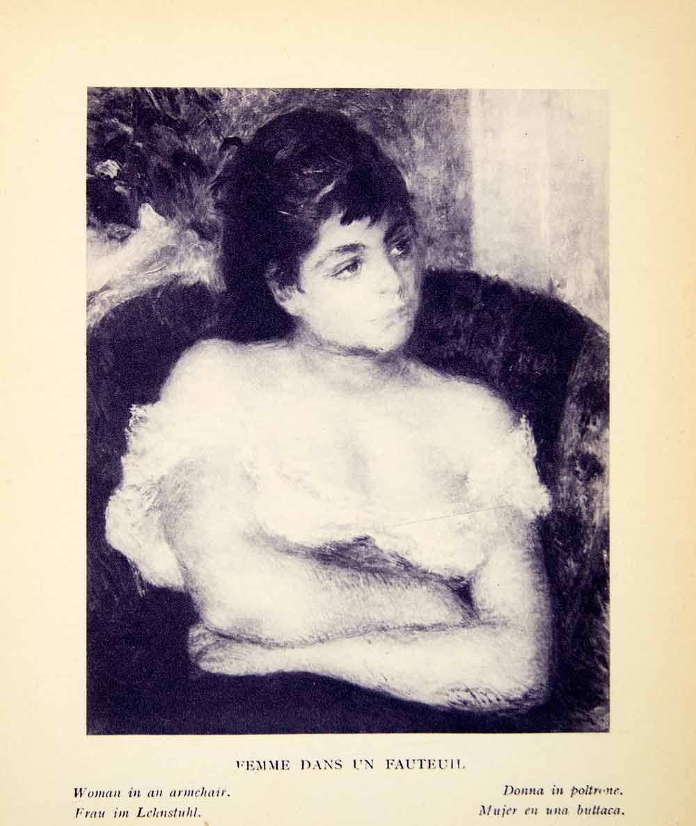 1924 Rotogravure Pierre-Auguste Renoir Femme Dans Un Fauteuil Woman XAY1