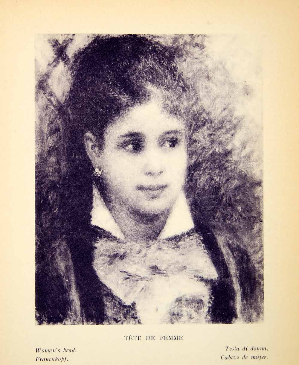 1924 Rotogravure Pierre-Auguste Renoir Tete De Femme Woman's Head Portrait XAY1