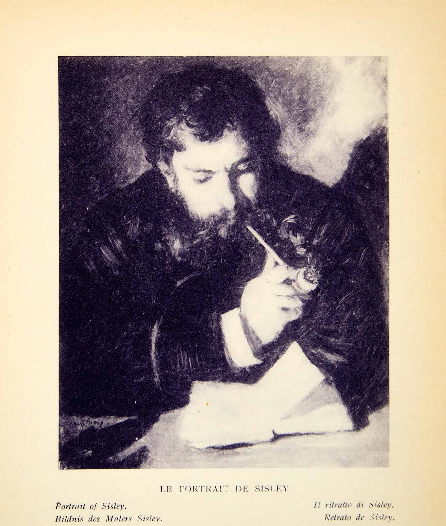 1924 Rotogravure Pierre-Auguste Renoir Le Portrait De Alfred Sisley Pipe XAY1