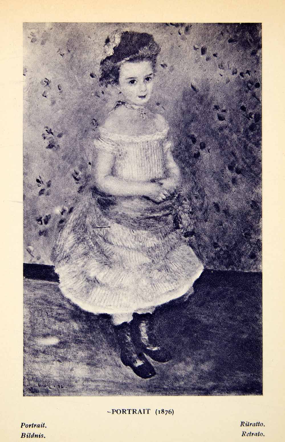 1924 Rotogravure Pierre-Auguste Renior Portrait Girl Impressionist Dress XAY1