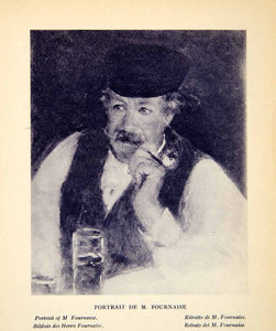 1924 Rotogravure Pierre-Auguste Renoir Portrait De Fournaise Costume Pipe XAY1