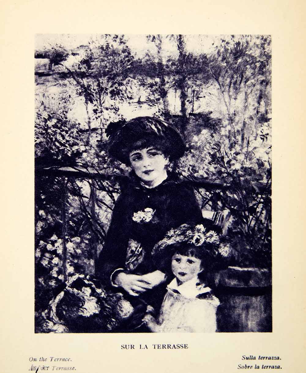 1924 Rotogravure Pierre-Auguste Renoir Sur La Terrasse Flowers Girls Child XAY1
