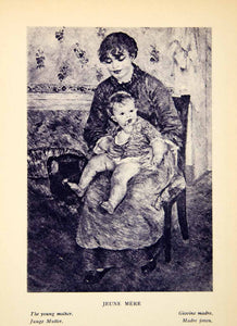 1924 Rotogravure Pierre-Auguste Renoir Jeune Mere Young Mother Child XAY1