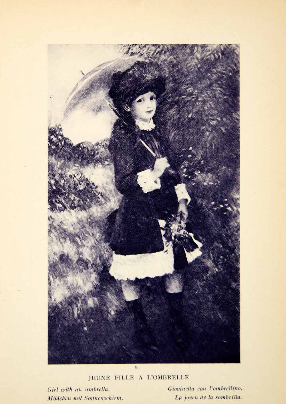 1924 Rotogravure Portrait Costume Pierre-Auguste Renoir Girl Umbrella Jeune XAY1