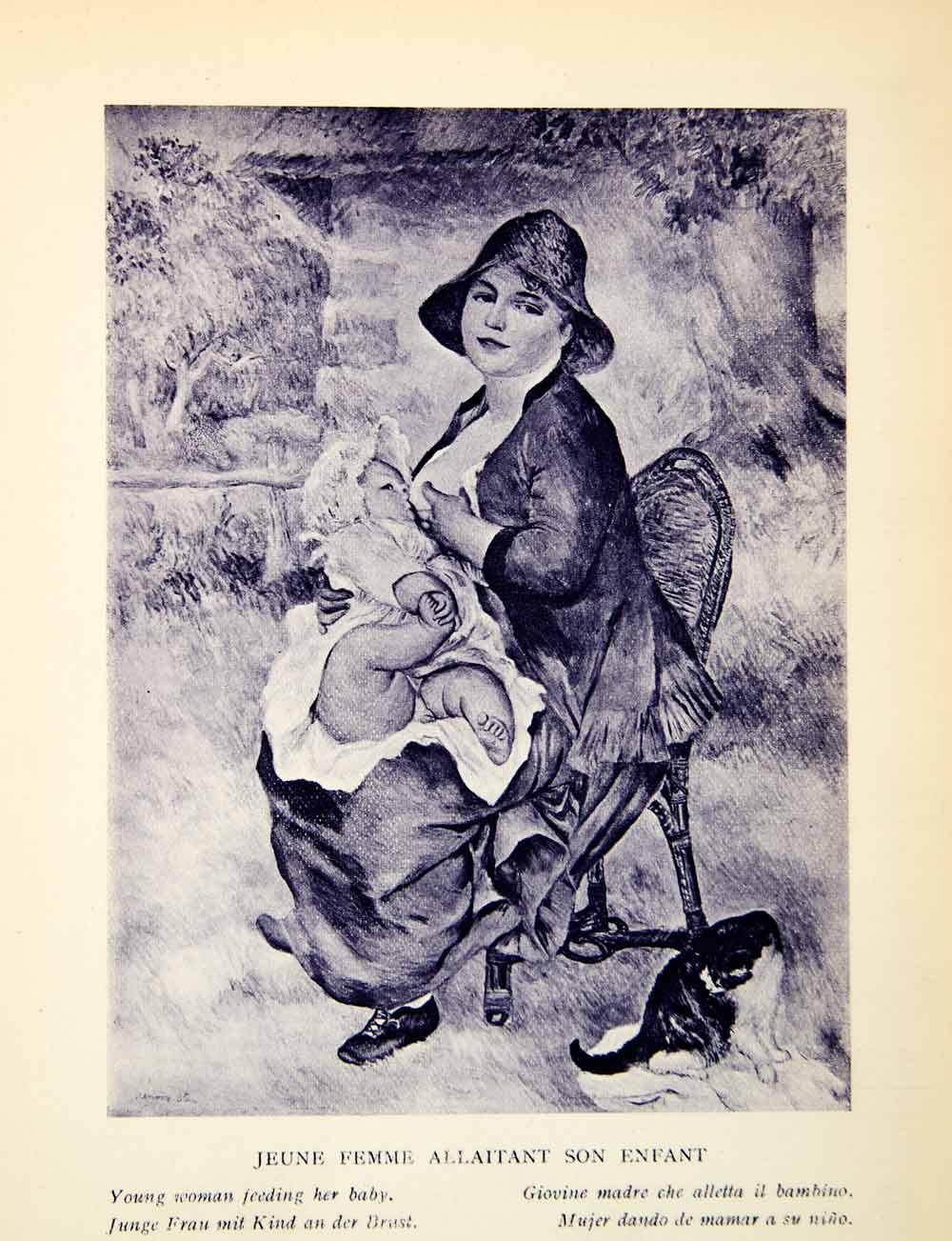 1924 Rotogravure Pierre-Auguste Renoir Young Woman Feeding Baby Nursing XAY1