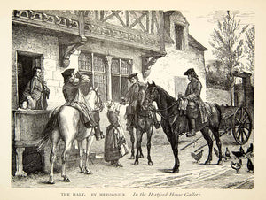 1882 Photogravure The Halt Cityscape Historic Inn Jean Louis Ernest XAY2