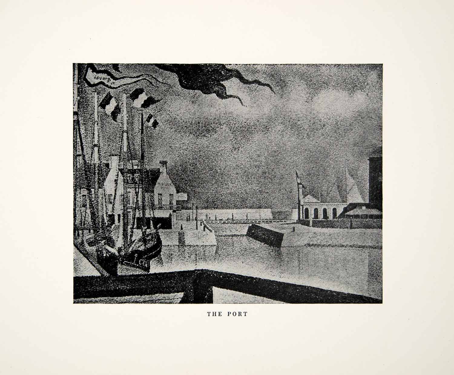 1923 Print Georges Seurat Port Art Ship Marina Sail Mast Flag Wind Dock XAY5