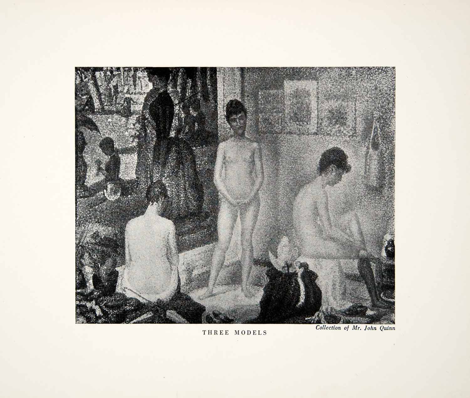 1923 Print Georges Seurat Art Three Models Nude Women Breast Figure Body XAY5