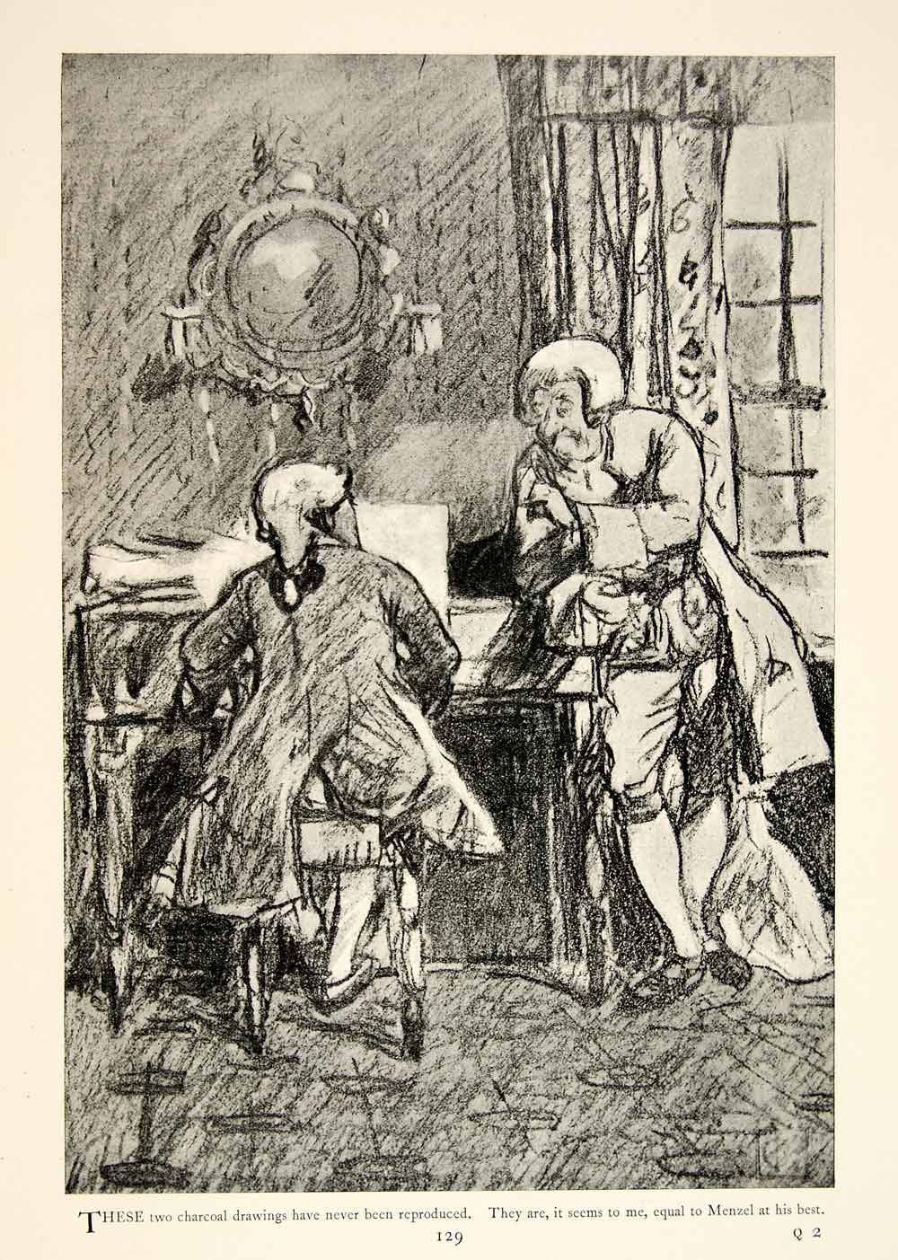 1897 Print Charles Keene Charcoal Figure Sketch British Men Historic XAY6