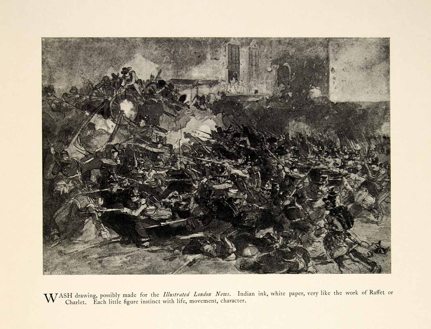 1897 Print Charles Keene Battle Art Military Bayonets Illustrated London XAY6