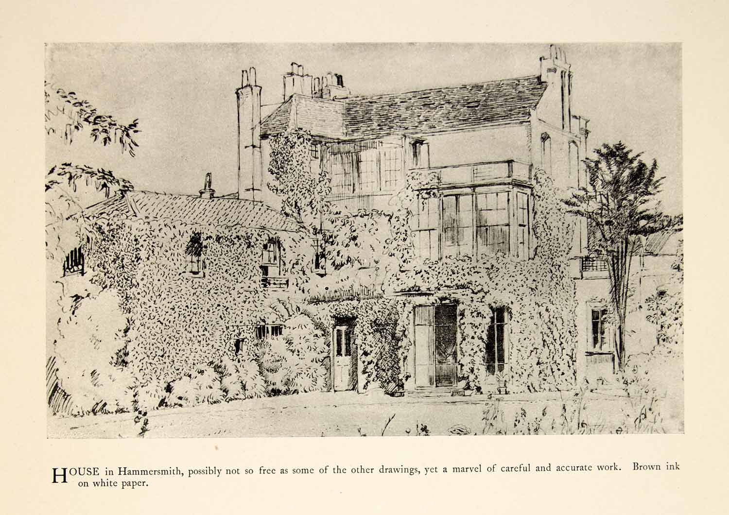1897 Print Charles Keene Pen Drawing Art Hammersmith England House English XAY6