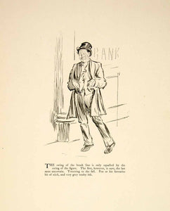 1897 Print Charles Keene Brush Drawing Figure Drunkard Drunken Man Bank Top XAY6