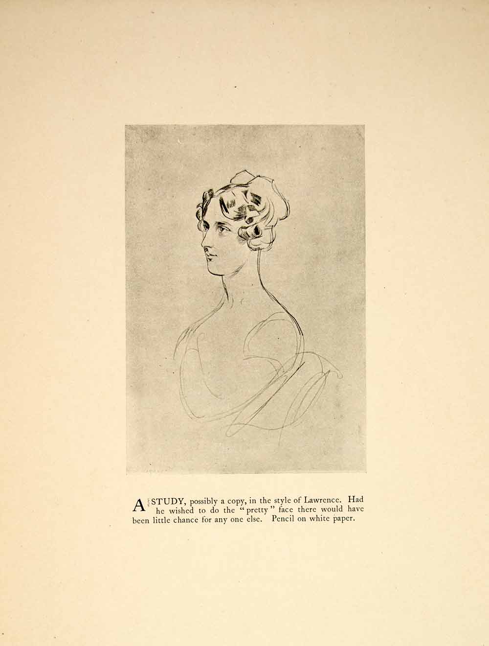 1897 Print Charles Keene Lawrence Style Figure Pencil Sketch Woman Side XAY6