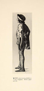 1897 Print Charles Keene Pen Drawing Figure Study Costume Langham England XAY6