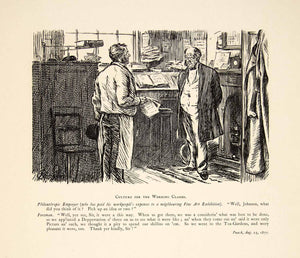 1897 Wood Engraving Charles Keene Punch Magazine Humor Art Gallery XAY6