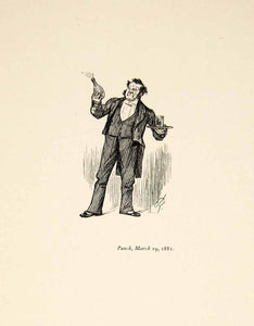 1897 Prints Charles Keene Punch Magazine Art Robert Waiter Figure Character XAY6