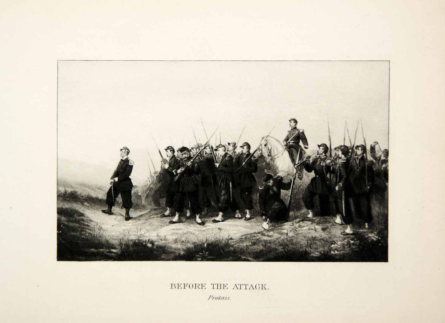 1895 Photogravure Before Attack Art Paul Alexandre Protais Crimean War XAY9