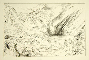 1872 Lithograph Pass Faido Turnerian Topography Switzerland Alps Mountain XAZ2
