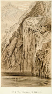 1872 Lithograph John Ruskin Shores Wharfe Cliff Sea Ocean Landscape Bluff XAZ2