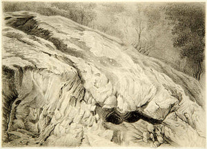 1872 Lithograph John Ruskin Bank Salty Crystallines Mountain Natural XAZ2