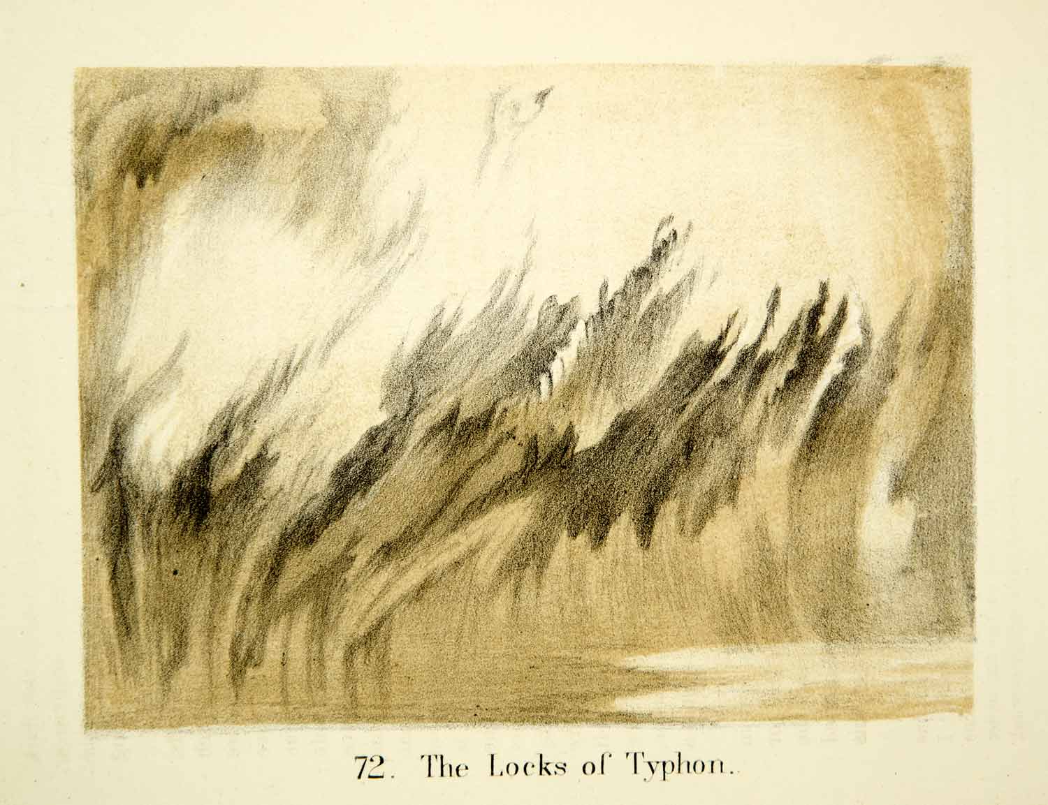 1872 Lithograph John Ruskin Locks Typhon Landscape Abstract Clouds Storm XAZ2
