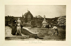 1897 Photogravure Frederick Walker Harbour Refuge Courtyard Estate XAZ5