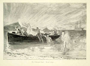 1897 Prints Frederick Walker Unknown Land Boat Beach Arrival Shore Figure XAZ5