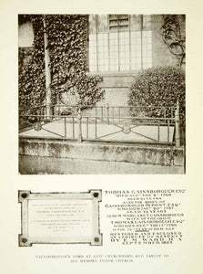 1915 Print Tomb Thomas Gainsborough Kew Churchyard British Painter XAZ8