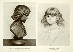1915 Print Portrait Bust Sylvia Ward Wriothesley Russell Sketch Children XAZ8