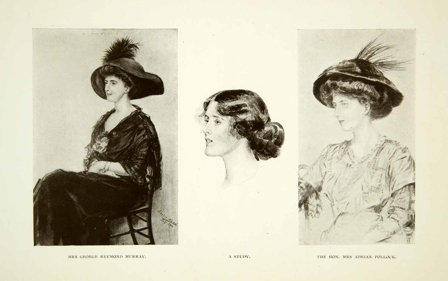 1915 Print Portrait Murray Study Pollock Victorian Women Costume Caricature XAZ8
