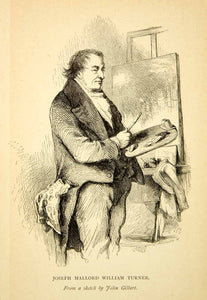 1889 Wood Engraving Mallord Turner Romanticism Painter Portrait England XAZ9