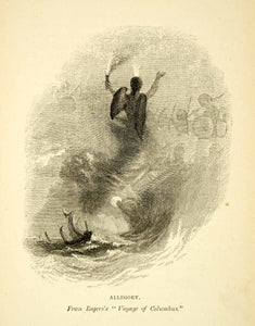 1889 Wood Engraving Sailboat Ship Ocean Sea Storm Turner Allegory Wave XAZ9