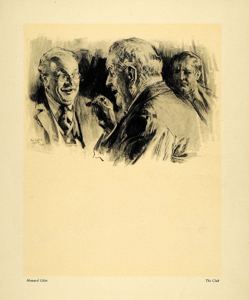 1911 Print Club Howard Giles Art Portrait Gentlemen Artwork Suit Expression XDA4