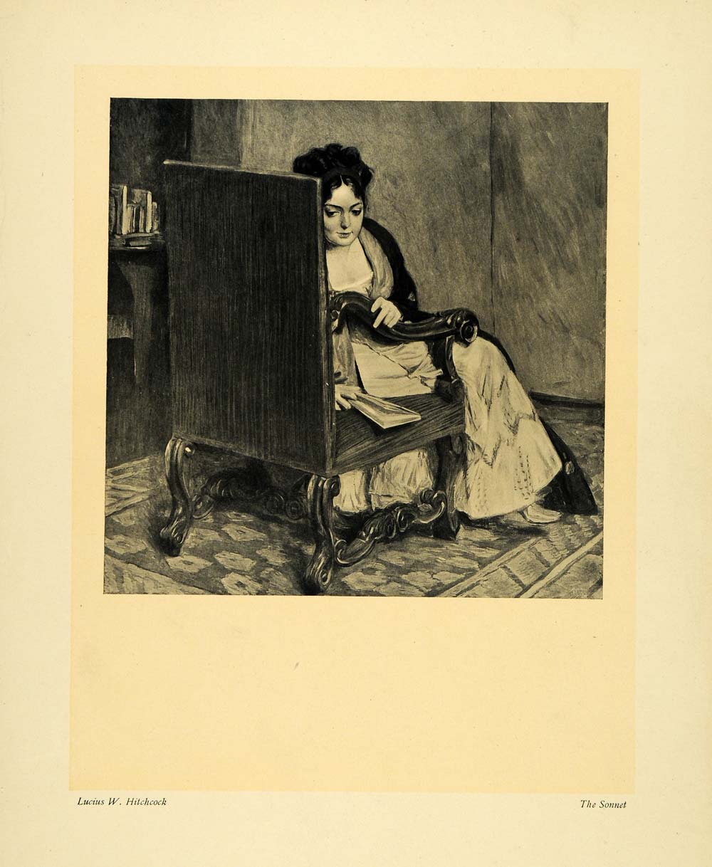 1911 Print Sonnet Poetry Poem Portrait Lucius Hitchcook Chair Furniture XDA4