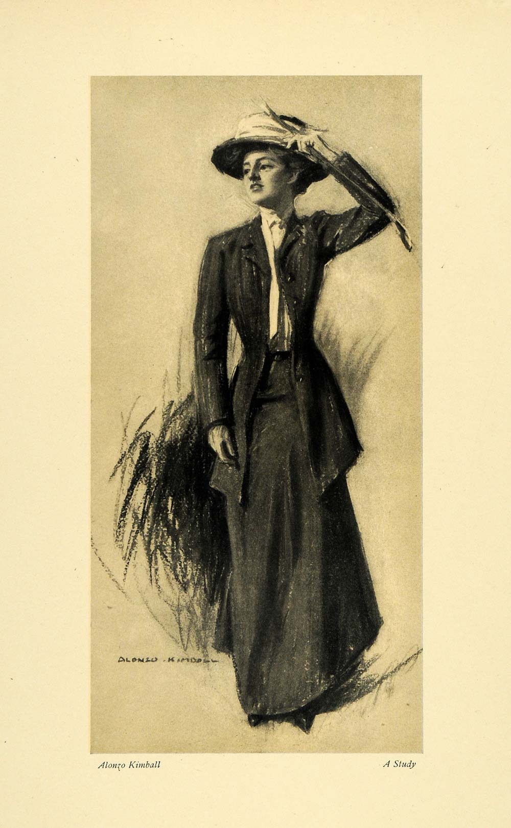 1911 Print Study Woman Wealthy Alonzo Kimball Dress Fashion Costume Art XDA4