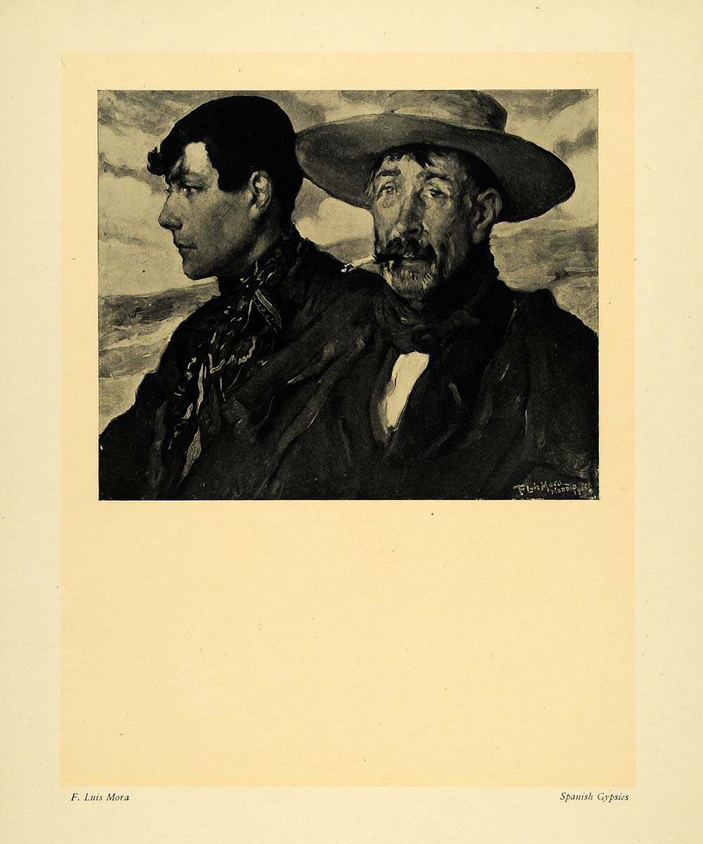 1911 Print Spanish Gypsies F Luis Mora Portrait Hat Facial Expression Study XDA4