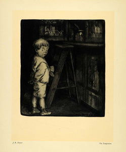 1911 Print Temptation Child Jam Ladder Boy Art J R Shaver Jar Kitchen XDA4